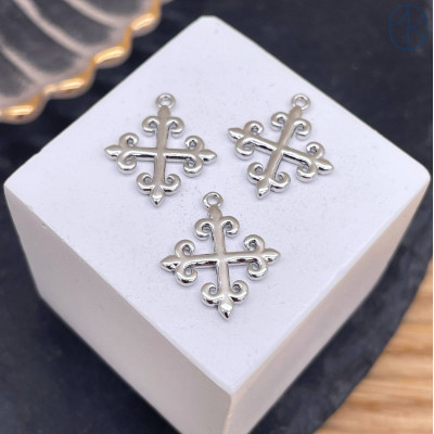 Подвеска национальная №26, цвет серебро 14х15 мм