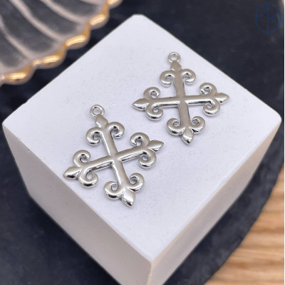 Подвеска национальная №27, цвет серебро 22х18 мм