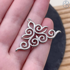Подвеска национальная №4, цвет серебро 40х22 мм