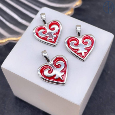 Подвеска национальная №6, цвет серебро 14х12 мм