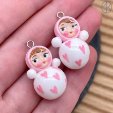 Подвеска неваляшка №3, цвет серебро ~ 22-25 мм