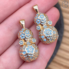 Подвеска неваляшка голубой узор, цвет серебро 24 мм Подвеска неваляшка голубой узор, цвет серебро 24 мм