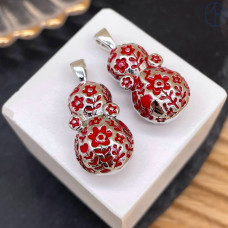 Подвеска неваляшка красный узор, цвет серебро 24 мм Подвеска неваляшка красный узор, цвет серебро 24 мм