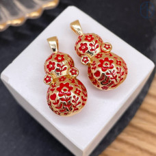 Подвеска неваляшка красный узор, цвет золото 24 мм Подвеска неваляшка красный узор, цвет золото 24 мм
