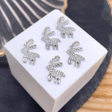 Подвеска олень цирконы, цвет серебро 14 мм 