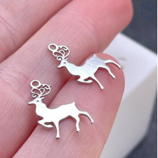 Подвеска олень, цвет серебро 16х10 мм 