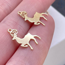 Подвеска олень, цвет золото 16х10 мм 