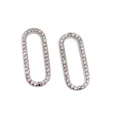 Подвеска овал цирконы, цвет серебро 19х8 мм