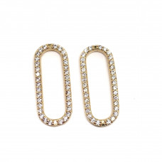 Подвеска овал цирконы, цвет золото 19х8 мм