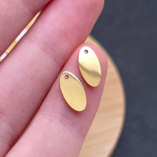 Подвеска овал сталь 10х5 мм, цвет золото 14К 