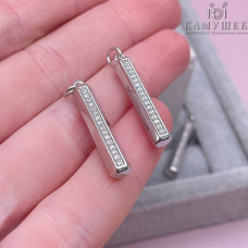 Подвеска палочка полосы с цирконами, цвет серебро 26х5 мм