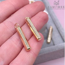 Подвеска палочка полосы с цирконами, цвет золото 26х5 мм