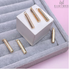 Подвеска палочка полосы с цирконами, цвет золото 26х5 мм