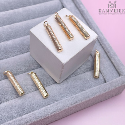 Подвеска палочка полосы с цирконами, цвет золото 26х5 мм