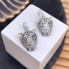 Подвеска пантера цирконы, цвет серебро 16 мм