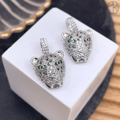 Подвеска пантера цирконы, цвет серебро 16 мм