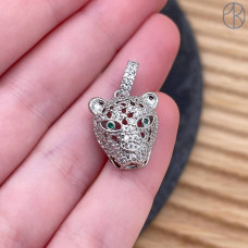 Подвеска пантера цирконы, цвет серебро 16 мм