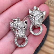 Подвеска пантера цирконы, цвет серебро 24 мм Подвеска пантера цирконы, цвет серебро 24 мм