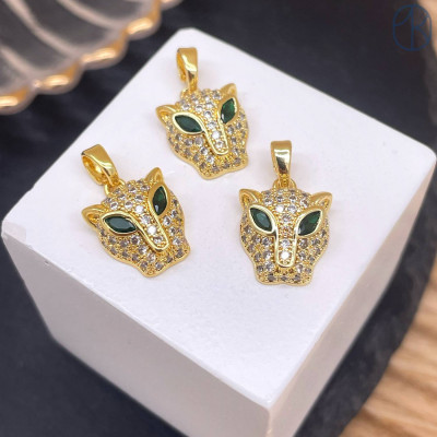Подвеска пантера цирконы, цвет золото 12 мм