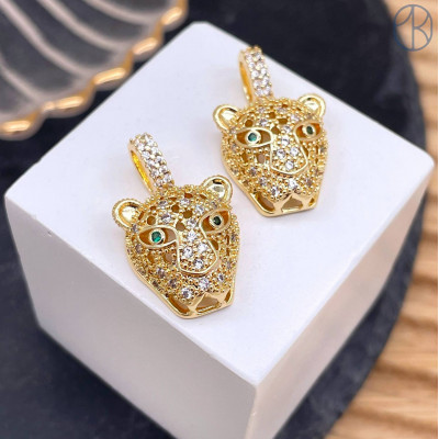 Подвеска пантера цирконы, цвет золото 16 мм