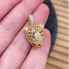 Подвеска пантера цирконы, цвет золото 16 мм