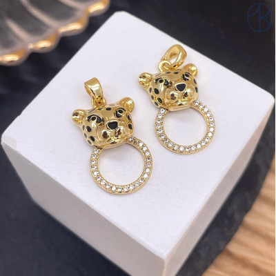 Подвеска пантера цирконы, цвет золото 19 мм