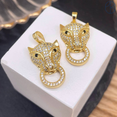 Подвеска пантера цирконы, цвет золото 24 мм