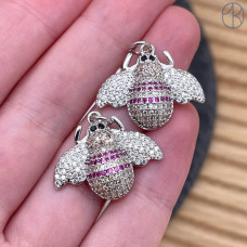 Подвеска пчела цирконы, цвет серебро 19 мм Подвеска пчела цирконы, цвет серебро 19 мм