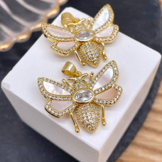 Подвеска пчела цирконы и эмаль, цвет золото 20 мм Подвеска пчела цирконы и эмаль, цвет золото 20 мм
