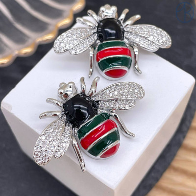 Подвеска пчела эмаль, цвет серебро 24 мм