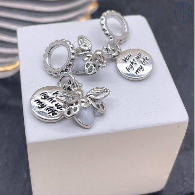 Подвеска пчела, круг, цвет серебро 14 мм