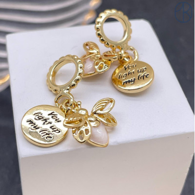 Подвеска пчела, круг, цвет золото 14 мм