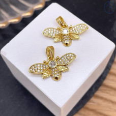 Подвеска пчелка цирконы, цвет золото 12 мм