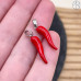 Подвеска перчик красный, цвет серебро 20х4 мм