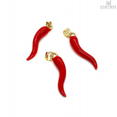 Подвеска перец красная эмаль, цвет золото 27x6 мм