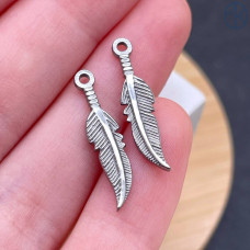 Подвеска перо сталь 22 мм, цвет серебро 