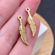 Подвеска перо сталь 22 мм, цвет золото 18К