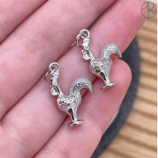 Подвеска петух, цвет серебро 20 мм 