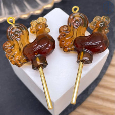 Подвеска петушок коричневый, цвет золото ~ 5 см