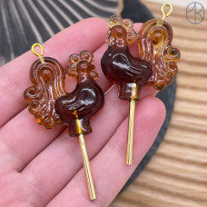 Подвеска петушок коричневый, цвет золото ~ 5 см