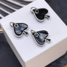 Подвеска пики черная эмаль, цвет серебро 15 мм 