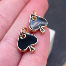 Подвеска пики черная эмаль, цвет золото 15 мм 