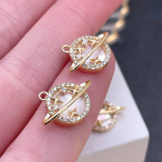 Подвеска планета перламутр, цвет золото 10 мм 