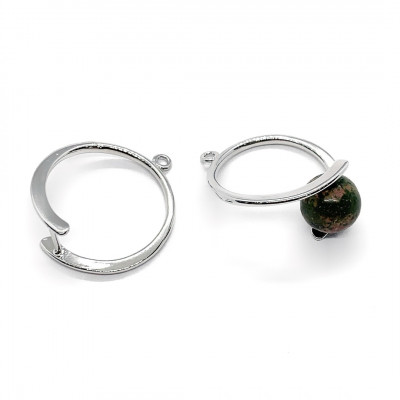 Подвеска под бусину круг, цвет серебро 25 мм 