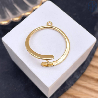 Подвеска под бусину круг, цвет золото 25 мм