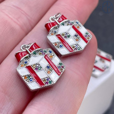 Подвеска подарок цирконы, цвет серебро 18х14 мм 