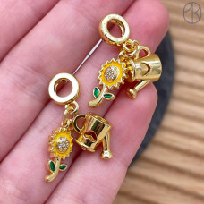 Подвеска подсолнух и лейка, цвет золото 15 мм