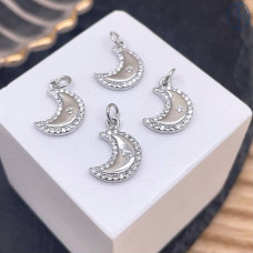 Подвеска полумесяц цирконы, цвет серебро 12 мм 