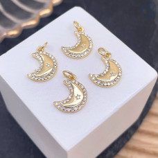 Подвеска полумесяц цирконы, цвет золото 12 мм 