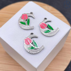 Подвеска полумесяц и тюльпан сталь 15 мм, цвет серебро